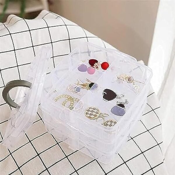 07_6f784f45-3d49-4dbe-b0c9-1c99451bd4b6.jpg 3-Tier Transparent Craft Storage Box with 18 Adjustable Compartments