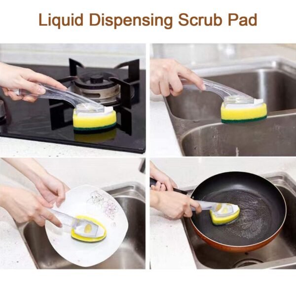 Liquid Dispensing Scrub for Washing and Cleaning Utensils and Kitchen
