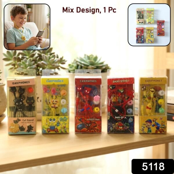 Kids Cartoon-Themed Wired Earphones (1 Pc)