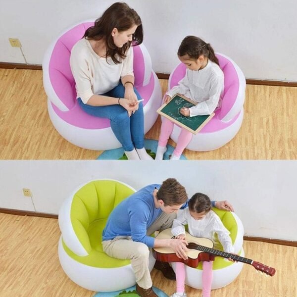 Kids inflatable sofa chair with backrest & Foot Air Pump (1 Set 85x74 Cm Approx)