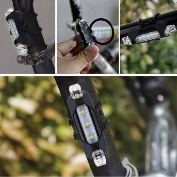 Rechargeable LED Bicycle Front & Rear Safety Light (1 Pc)