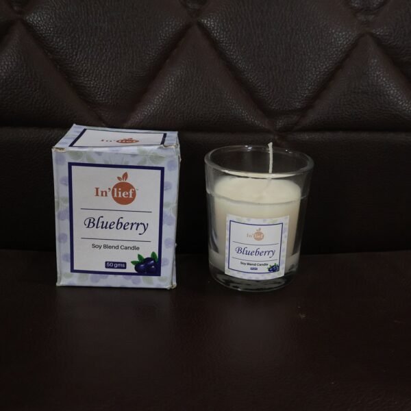 In'lief  Blueberry Soy-Blend Votive Candle Glass – 50 gm (1 Pc)