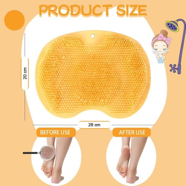 Yellow Silicone Bath Massage Cushion – Suction Cup Exfoliating Foot Scrubber & Mat