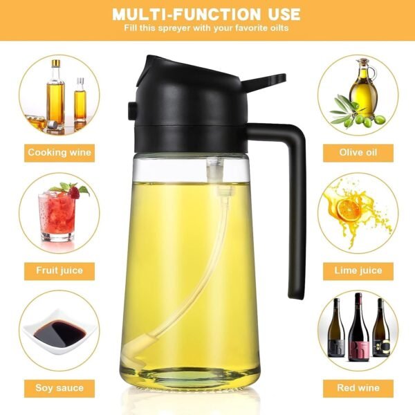 2-in-1 Multi-Purpose Glass Oil Dispenser Bottle (500 ml Approx)