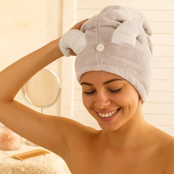 07_Women-Hair-Towel.jpg Cute Animal Ear Hooded Hair Drying Towel Wrap (1 Pc)