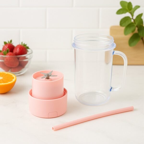Portable Crusher Juicer With Handle & Straw, USB Rechargeable Multi Blades (420 ML)