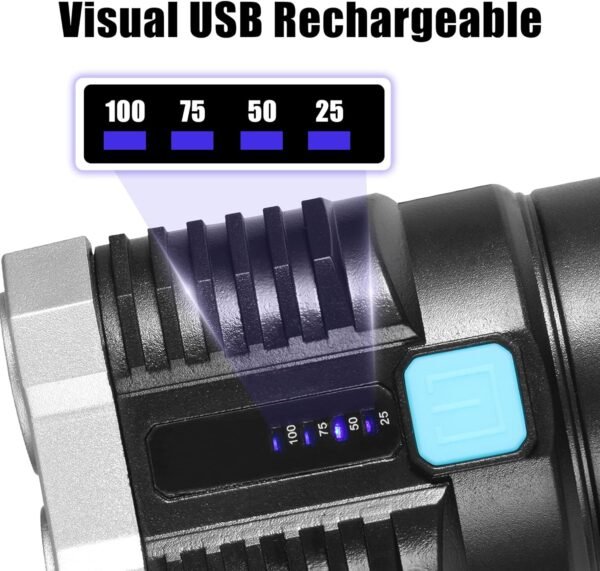 Rechargeable 4-LED Torch Light with 800 Lumens for Outdoor Use