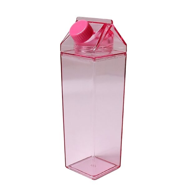 Plastic Milk Carton Colorful Clear Water Bottle, 17 Oz Portable Milk Box