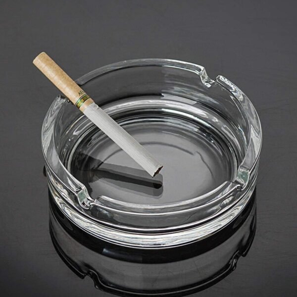 Glass Crystal Round Ashtray for Cigar & Cigarettes – Home & Office Table Decor