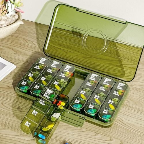 07_b988bb71-e315-4b38-bb3d-68335020b49f.jpg Portable Weekly Pill Box Organiser Daily Pill Keeper 21 Grid Container (1 Pc)