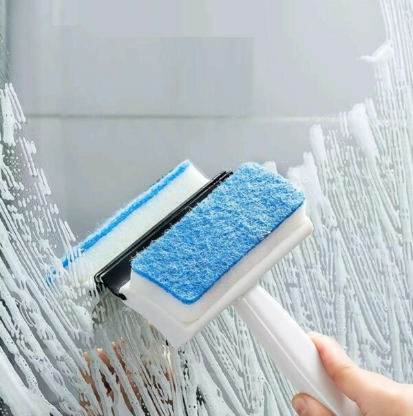 2-in-1 Glass Wiper & Brush – Double-Sided Cleaner for Mirrors, Tiles & Windows