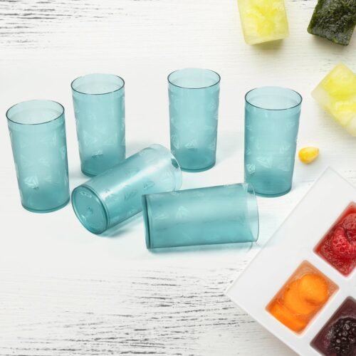 Set of 6 Unbreakable Transparent Plastic Water Glasses (300ml)
