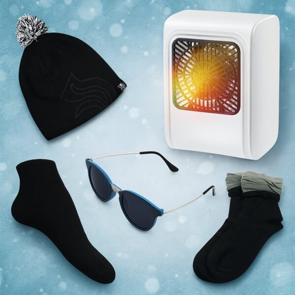 07_e57d1848-b269-429c-b4ce-4100854041fb.jpg Winter Warm Set- Bennie hat, Room Heater, Sunglasses And Socks (5 Pcs Combo)