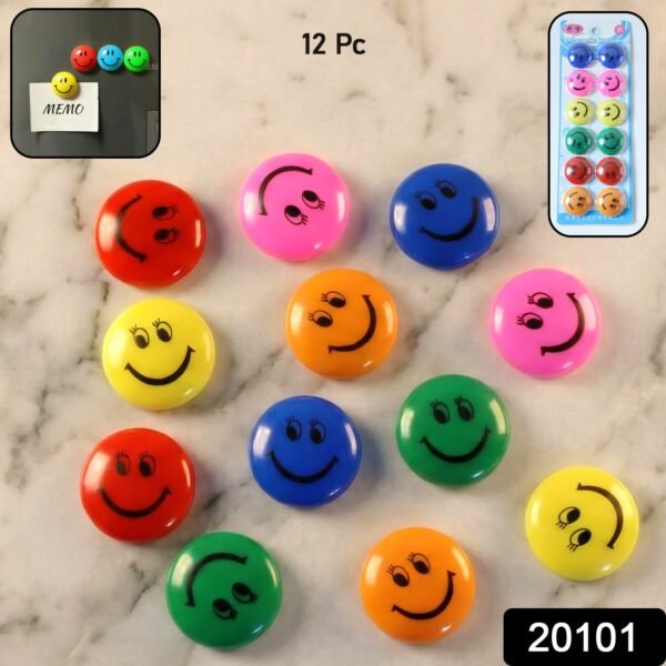 Colorful Smiley Face Magnetic Buttons Set (12 Pc Set)