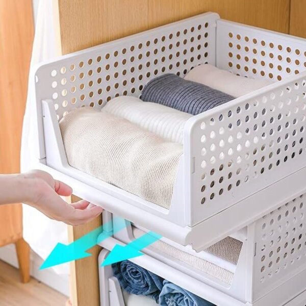 3-Layer Foldable Wardrobe Clothes Organizer Shelf Basket