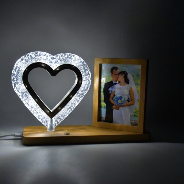 Heart Shape Cystal Led Lamp & Photo Frame Night Lamp | Wedding Gift | love couple