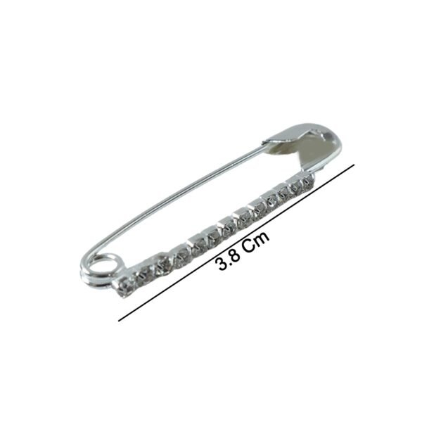Decorative Silver Finish Safety Pin Brooch Set (12 Pc Set)
