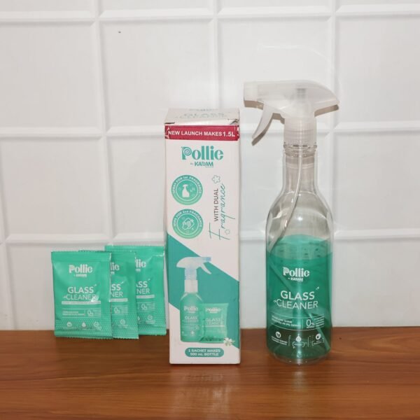 Pollic Kadam Concentrated Glass & Mirror Cleaner Refill Kit Reusable Spray Bottle