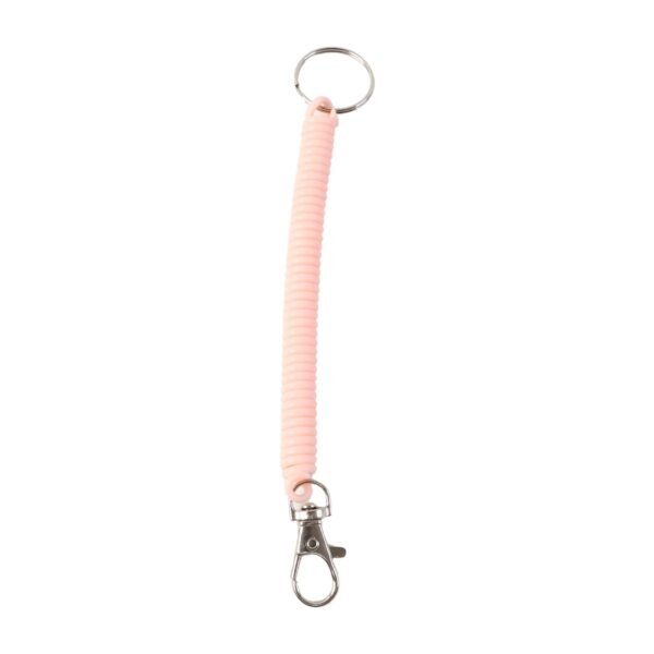 Elastic Spiral Coil Keychain Bracelet with Metal Key Ring and Clip Hook (1 Pc)