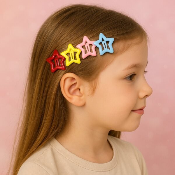 07_hair-clip.jpg Metal Printed Star Shape Hair Clips (10 Pcs Set)