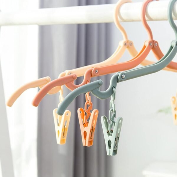 Folding Hanger with Clips for Clothes, Adjustable Hanger (1 Pc)