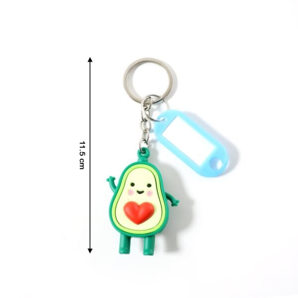 Cute Avocado Cartoon Keychain with Name Tag Holder (1 Pc)