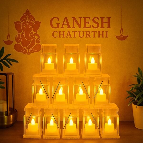 Set of 12 LED Storm Lantern Decorative Lights