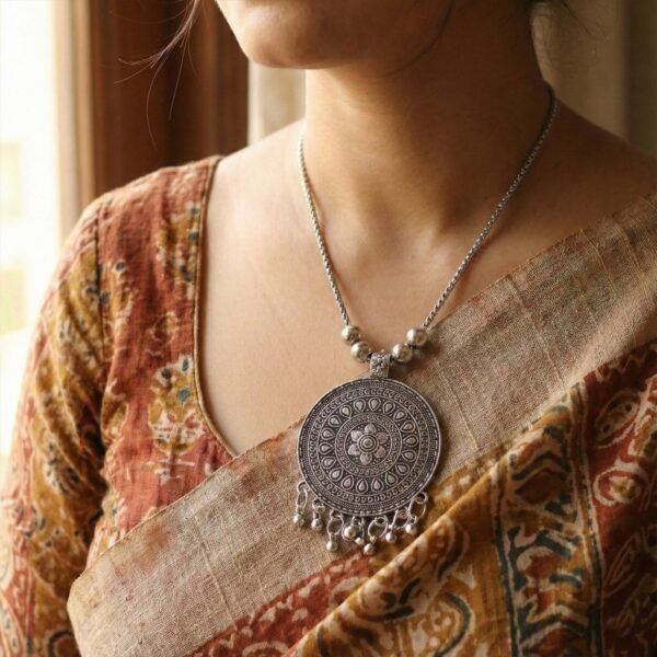 07_necklace_c0d7e758-7b6a-4844-9ba0-5802524c0f91.jpg Oxidised Silver Finish Traditional Pendant Necklace – Mix Design (1 Pc)