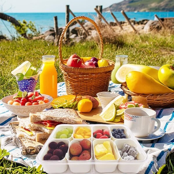 6-Compartment Fridge Storage Box with Lid