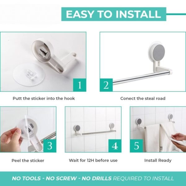 Self-Adhesive Towel Rod / Rack - (1 Pc)