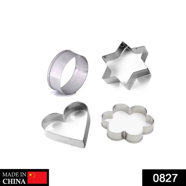 Stainless Steel Cookie Cutter Set – Heart, Star & Flower Shapes (4 Pcs)