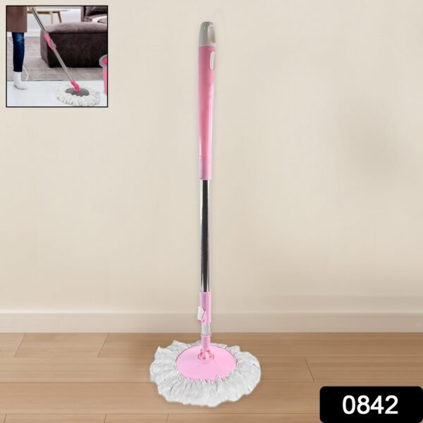 0842.jpg Stainless Steel 360° Rotating Mop with Microfiber Head & Adjustable Rod