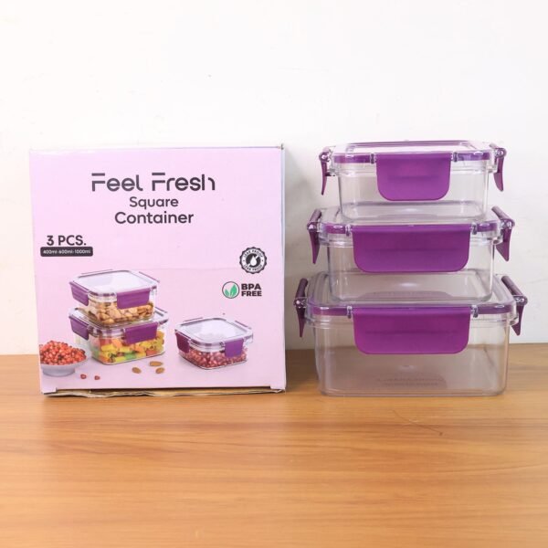 Airtight Square Food Storage Container Set (3 Pc)