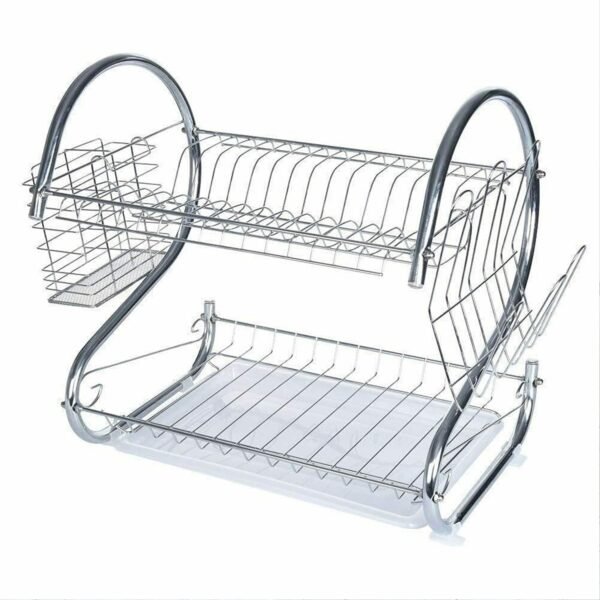 08_37266a3e-7920-4e48-99b2-0100c6a05b99.jpg Stainless Steel 2 Layer Kitchen Dish Rack / Plate Cutlery Stand