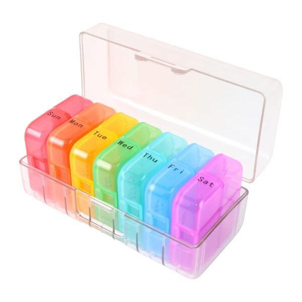 Weekly 7 Day Rainbow Color Pill Organizer Box
