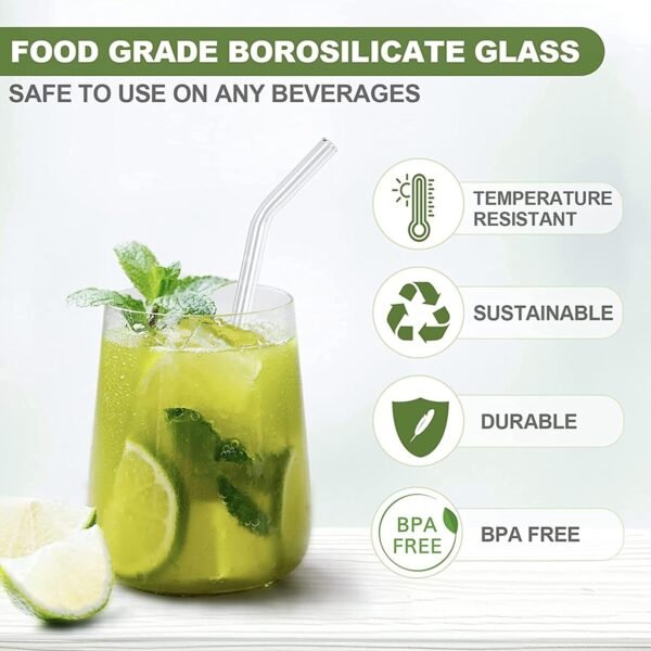 Reusable Glass Straws Clear Glass Drinking Straw 5Pc