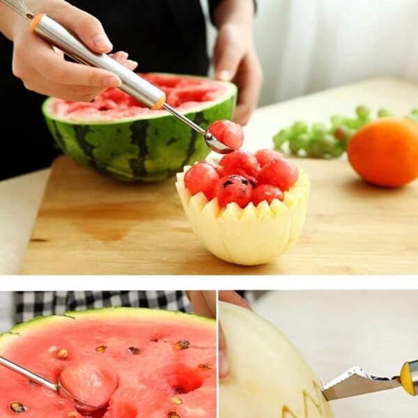 Multifunctional 2 1 Melon Baller - Stainless Steel Dig Scoop Fruit Carving Knife