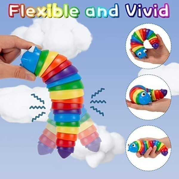 08_75b35d88-6509-4ac9-814d-c1c7c4c8c6e3.jpg 3D Rainbow Color Plastic Slug Fidget Toys, Stress Relieving Toy, Sensory Slug Toy for Boys and Girls, Finger slug Toy, for Autistic, Caterpillar Fidget Toys Stress Relief Gifts for Toddlers Kids Adults (1 Pc)