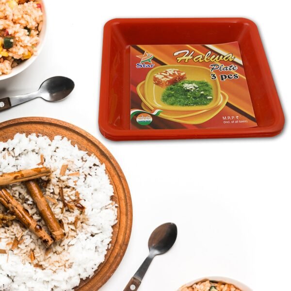 08_96e5472b-1ba2-4278-ad02-7881dde9b3be.jpg Square Plastic Halwa Dinner Plate Snacks Tray Set for Home Office 3 Pcs