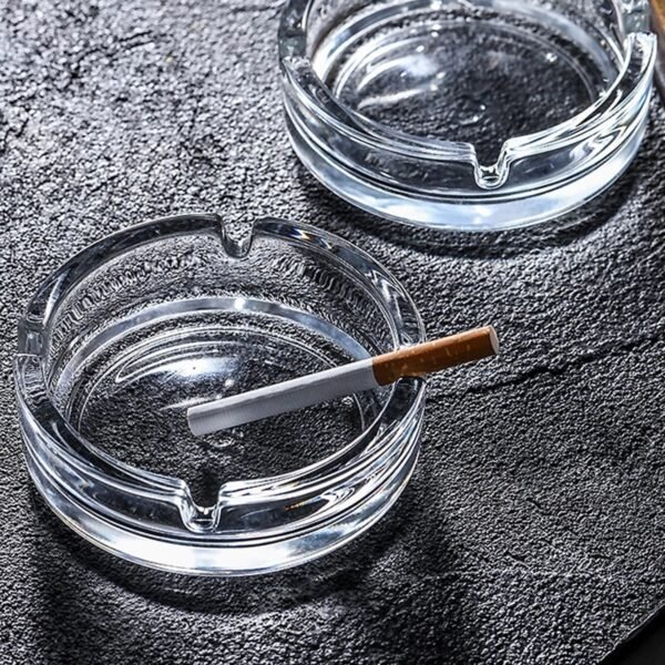 Glass Crystal Round Ashtray for Cigar & Cigarettes – Home & Office Table Decor
