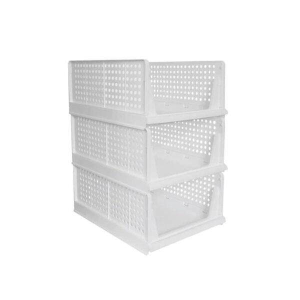 3-Layer Foldable Wardrobe Clothes Organizer Shelf Basket