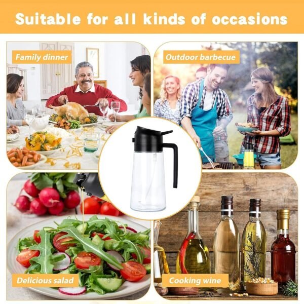 2-in-1 Multi-Purpose Glass Oil Dispenser Bottle (500 ml Approx)