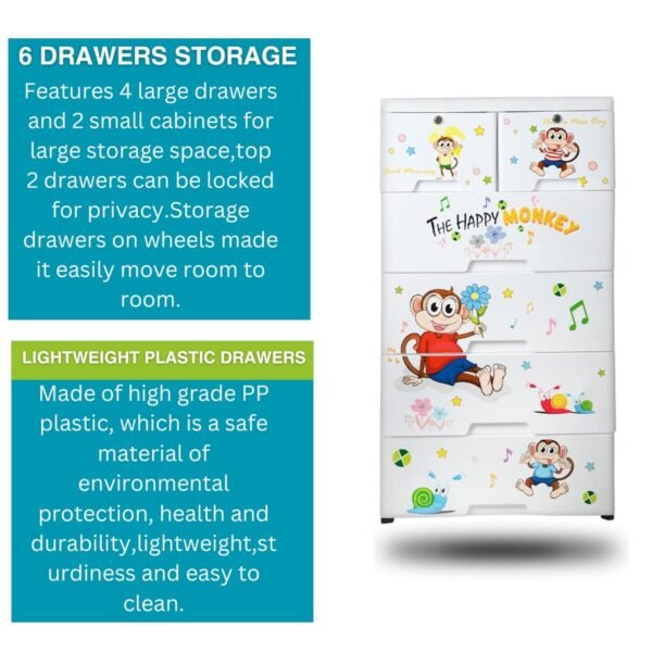 08_a05b248a-2393-4d43-89ea-52d9c7536b9e.jpg Kid's Plastic Chest of 6 Drawers, Multi-Purpose Storage Organizer/Wardrobe for Kids