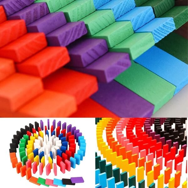 DOMINO BLOCKS SET MULTICOLOR WOODEN TOY BUILDING INDOOR GAME TOY