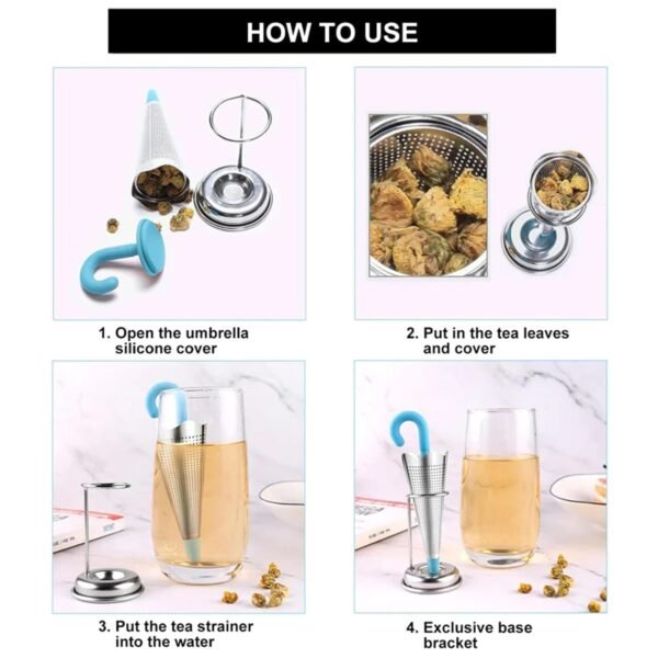 08_ae378ab0-add8-4b7e-b6c6-70474aff2629.jpg Reusable Cute Umbrella Tea Strainer With Tray / Stand (1 Pc)