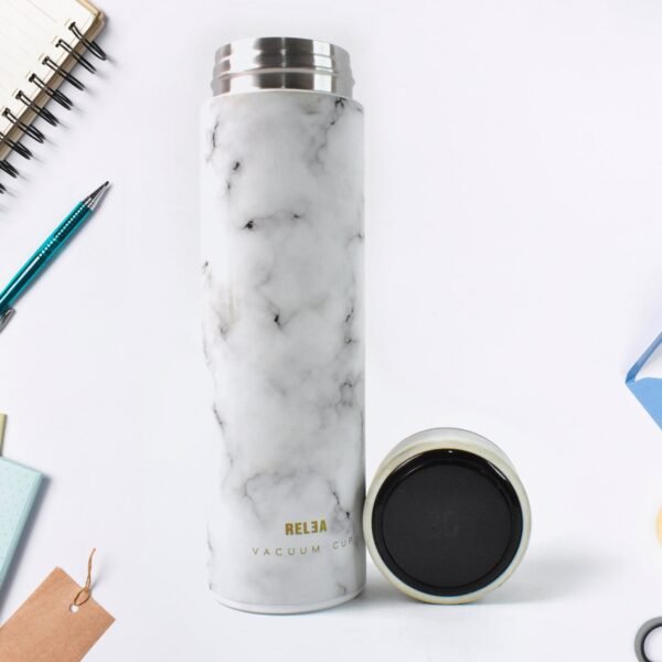 Stainless Steel Temperature Insulated Water Bottle With Marble Pattern (500ml Approx)