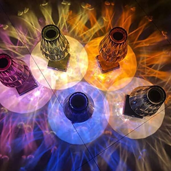 Crystal Diamond LED Table Lamp with 16 Colors – Bedroom Decor