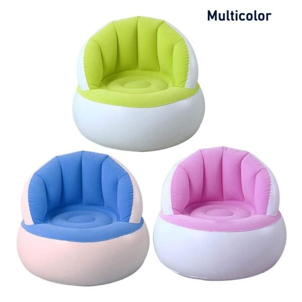 Kids inflatable sofa chair with backrest & Foot Air Pump (1 Set 85x74 Cm Approx)
