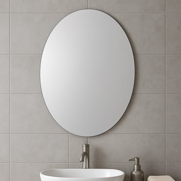 Elegant Oval Frameless Wall Mirror for Home & Office Decor (6 Pc)
