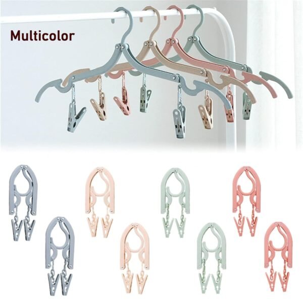 Folding Hanger with Clips for Clothes, Adjustable Hanger (1 Pc)
